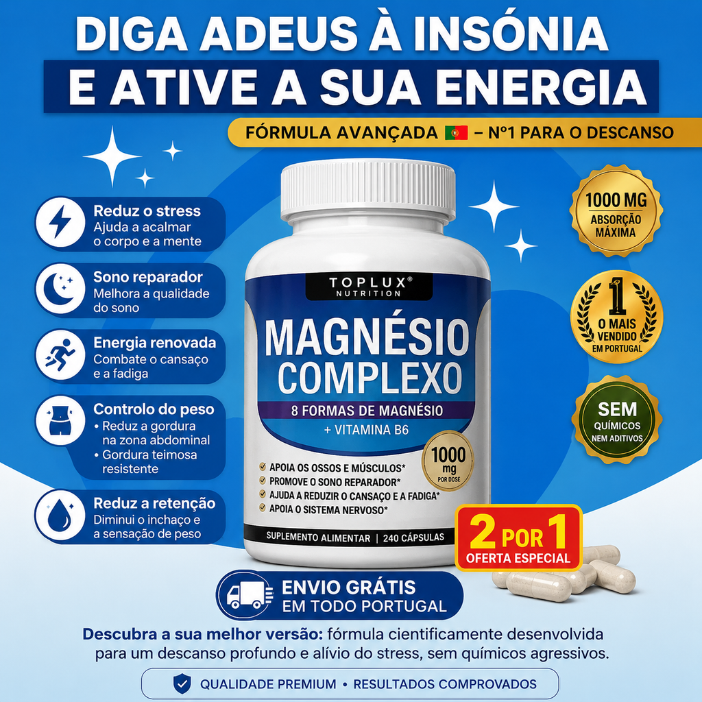 Complexo de Magnésio | 8 em 1 para sua saúde e energia diárias. OFERTA 2 X 1